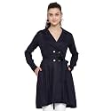 Style Quotient Women Black Solid Double-Breasted Trench