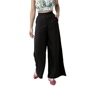 Style Quotient Women Black Solid Flared Palazzos