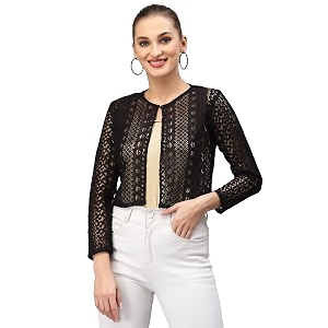 Style Quotient Women Black Solid Shrug