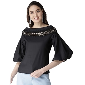 Style Quotient Women Black Solid Top