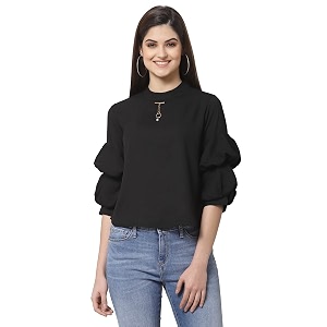 Style Quotient Women Black Solid Tops