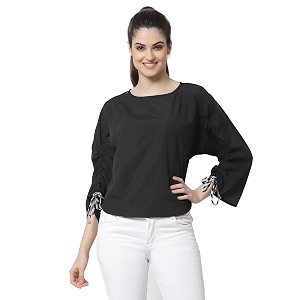Style Quotient Women Black Solid Tops