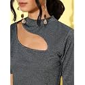 Style Quotient Women Charcoal Grey Solid Cut-Out