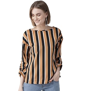 Style Quotient Women Maroon Navy Striped