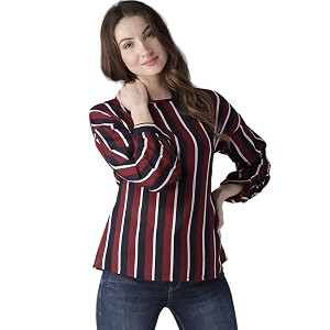 Style Quotient Women Maroon Navy Striped