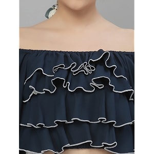 Style Quotient Women Navy Blue Off-Shoulder Bardot
