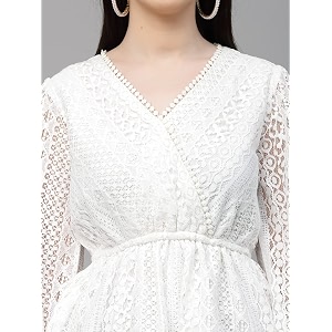 Style Quotient Women Peach Lace Casual Top