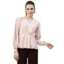 Style Quotient Women Peach Lace Casual Top