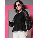 Style Quotient Women Peach Lace Casual Top
