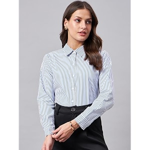 Style Quotient Women Self Design Stripe Blue