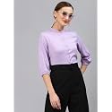 Style Quotient Women Solid Lilac Polyester Formal