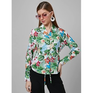 style quotient women tropical print shirt style top
