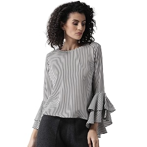 Style Quotient Women White Black Striped