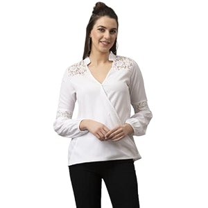 Style Quotient Women White Solid Wrap Top