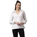 Style Quotient Women White Solid Wrap Top