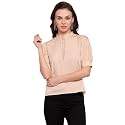 Style Quotient Womens Black Solid Puff Sleeves