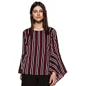 Style Quotient Womens Burgundy Vertical Stripes Top