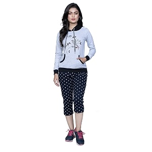 Womens Embroidered Printed Cotton Hooded Full Sleeve