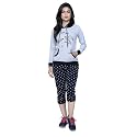 Women39s EmbroideredPrinted Cotton Hooded Full Sleeve Grey