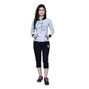 Women39s EmbroideredPrinted Cotton Hooded Full Sleeve Grey