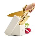 Styled Settings Gold Knife Set with Block and Sharpener, 14-Piece