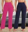 Stylefabs Pack of 2 Women Regular Fit Pink Cotton Blend Trousers
