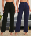 Stylefabs Women Regular Fit Black Cotton Blend Trousers