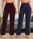 Stylefabs Pack of 2 Women Regular Fit Pink Cotton Blend Trousers