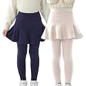 StyleSavvy Trendy Girls' Leggings with Skirt - 2 Pack of Cotton Ruffle Skirt Pants for Kids for 3-8 Years