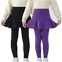 StyleSavvy Trendy Girls' Leggings with Skirt - 2 Pack of Cotton Ruffle Skirt Pants for Kids for 3-8 Years