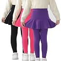 StyleSavvy Trendy Girls' Leggings with Skirt - 2 Pack of Cotton Ruffle Skirt Pants for Kids for 3-8 Years