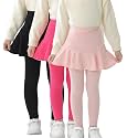 StyleSavvy Trendy Girls' Leggings with Skirt - 2 Pack of Cotton Ruffle Skirt Pants for Kids for 3-8 Years
