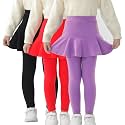 StyleSavvy Trendy Girls' Leggings with Skirt - 2 Pack of Cotton Ruffle Skirt Pants for Kids for 3-8 Years