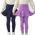 StyleSavvy Trendy Girls' Leggings with Skirt - 2 Pack of Cotton Ruffle Skirt Pants for Kids for 3-8 Years