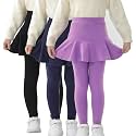 StyleSavvy Trendy Girls' Leggings with Skirt - 2 Pack of Cotton Ruffle Skirt Pants for Kids for 3-8 Years