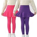 StyleSavvy Trendy Girls' Leggings with Skirt - 2 Pack of Cotton Ruffle Skirt Pants for Kids for 3-8 Years