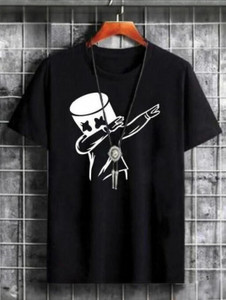 stylesmyth Printed Men Round Neck Black T-Shirt