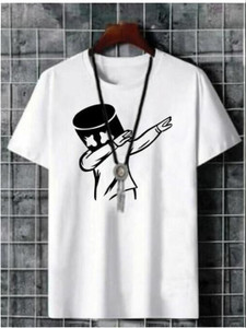 stylesmyth Printed Men Round Neck White T-Shirt