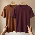 stylesmyth Self Design Men Round Neck Brown