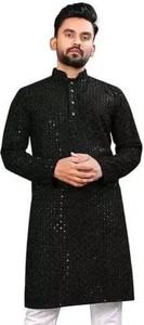 StyleVault Men Chikan Embroidery Straight Kurta