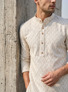 StyleVault Men Embroidered Straight Kurta