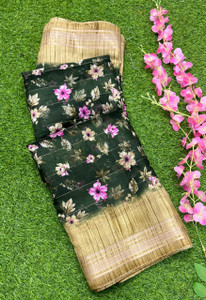 STYLEVEDA Floral Print Bollywood Cotton Silk Saree