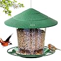 StyleX Store® Hanging Bird Feeder for Outdoors, Weatherproof Wild Bird Seed Feeder with Rainproof Roof, Large Capacity Transparent Seed Container, Easy Fill Clean, Patio &amp; Backyard Bird Feeder (Green)