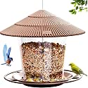 StyleX Store® Hanging Bird Feeder for Outdoors, Weatherproof Wild Bird Seed Feeder with Rainproof Roof, Large Capacity Transparent Seed Container, Easy Fill Clean, Patio &amp; Backyard Bird Feeder (Brown)