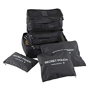 styleys set of 6 travel organizer packing cubes cosmetics makeup bag organiser garment storage bags s1037_black
