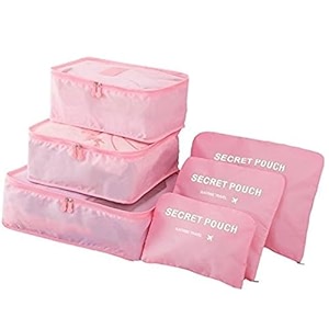 styleys polyester baby pink 6 in 1 travel laundry pouch cosmetics makeup bags