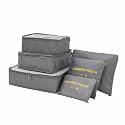 Styleys Polyester Travel Organizer Packing Cubes Cosmetics Makeup Garment Storage Bags Organiser Set of 6 (S1037_Grey)