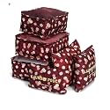 Styleys Maroon Flower 6 in 1 Travel Laundry Pouch Cosmetics Makeup Bags