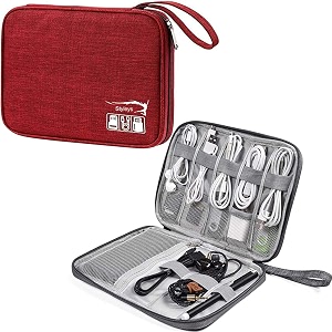 styleys polyester electronics accessories organizer bag universal carry travel gadget bag for cables pendrives perfect size fits for phone charger hard disk maroon - s11089red