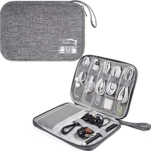styleys electronics organizer bag waterproof carrying pouch travel universal cable organizer electronics storage bag accessories cases for cord charger earphone usb sd card grey - s11089